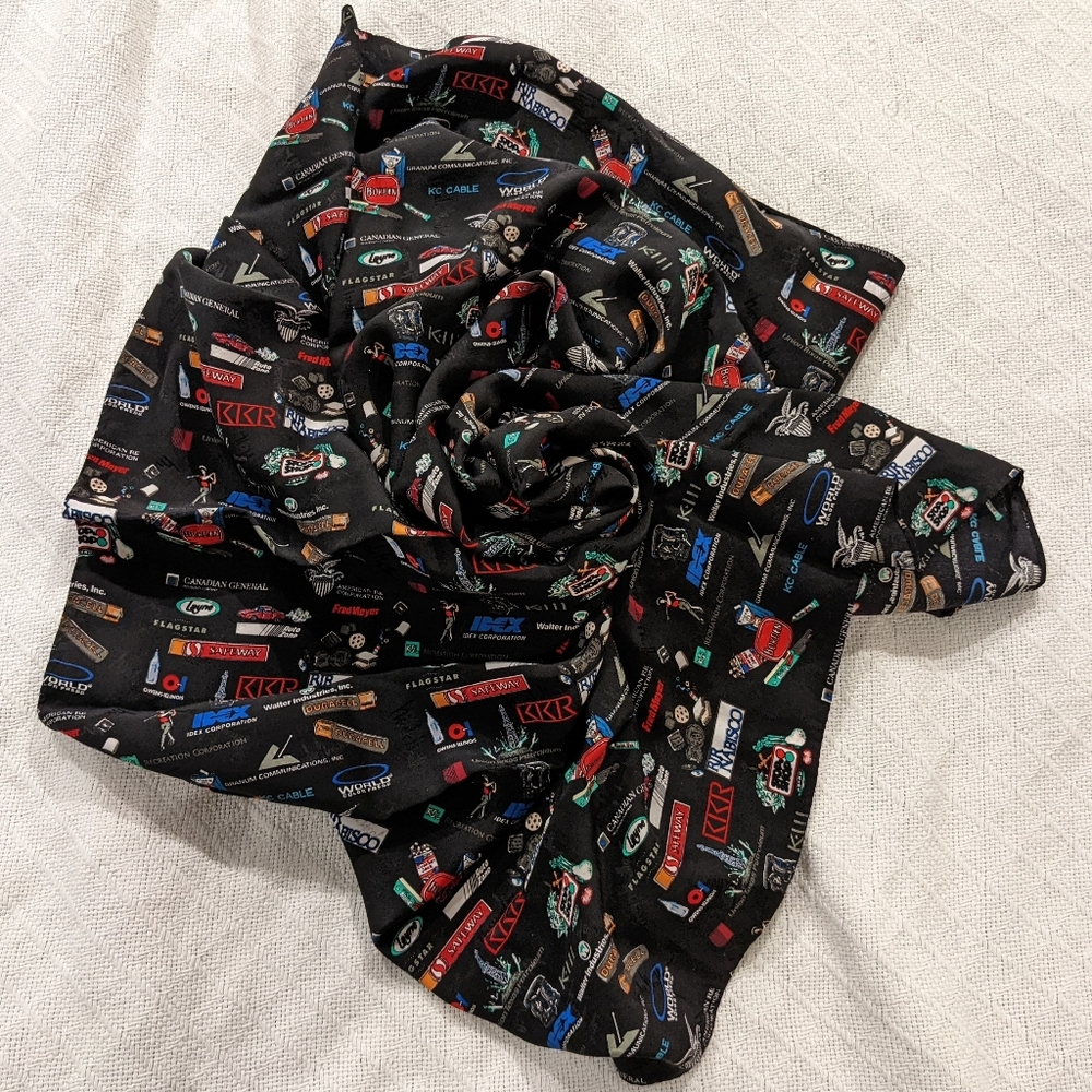 Vintage Nicole Miller Silk Scarf - Promotional, Logos, Weird